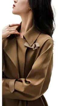 2023 Женская одежда, женское эффектное пальто со скрытым мясом, короткий тренч 0811