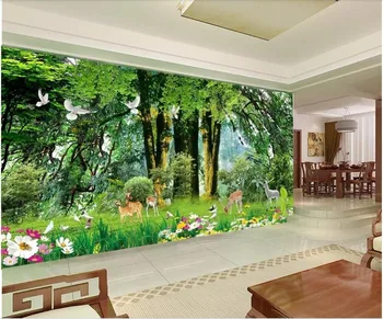 3d фотообои на заказ фреска дерево пятнистый олень голубь лесной пейзаж мечты домашний декор 3d настенные фрески обои для стен 3 d