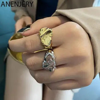 ANENJERY Серебряного цвета Неправильной формы Толстое кольцо для женщин Ins Стильный французский дизайн ювелирных изделий