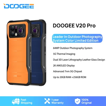 DOOGEE V20 Pro 6,43 ”2K AMOLED Дисплей 1440 * 1080 С разрешением тепловизионного изображения 12 ГБ + 8 ГБ расширенной оперативной памяти + 256 ГБ ПЗУ 7-нм 5G Чипсет