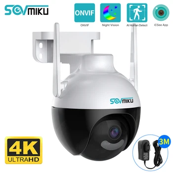SOVMIKU 4K 8MP Smart Wifi PTZ Камера Защита домашней Безопасности 5-кратный Цифровой Зум AI Обнаружение человека ONVIF Беспроводная IP-камера Видеонаблюдения