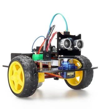 Автомобильный комплект для программирования умного робота 2WD, Автомобильный комплект с дистанционным управлением DIY WIFI для программирования Arduino для обучения STEM с кодами