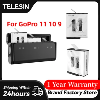 Аккумулятор TELESIN Endurence Для GoPro 12 Hero 11 10 9 Аккумулятор емкостью 1750 мАч, 3 Слота Для карт памяти TF, Зарядное Устройство Для GoPro 12 11
