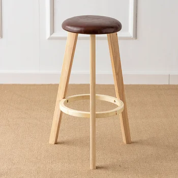 Барный стул Простые домашние стулья из массива дерева для кухни, удобные обеденные стулья с подушками, устойчивая несущая мебель для дома