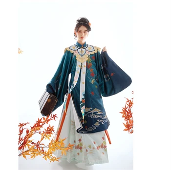 Весенний традиционный китайский костюм 2022 года для женщин в стиле Ретро с элегантным воротником-стойкой и цветочным принтом на плечах Hanfu Dresses Suit