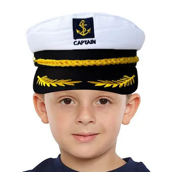 Детская шляпа капитана военно-морского флота, форма для косплея, шляпа для выступлений в очереди на Хэллоуин, Летняя шляпа капитана-моряка с плоским верхом, Бесплатная доставка