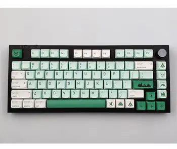 Зеленый И Белый Колпачки для ключей Lost Forest 136 XDA PBT Термическая Сублимация DIY Механическая Клавиатура Keycap