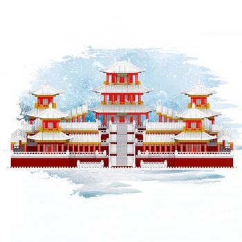 Игрушка для детей Древний Зимний Снежный дворец Эпанг 3D модель DIY Алмазные блоки Кирпичи Здание Мировой архитектуры