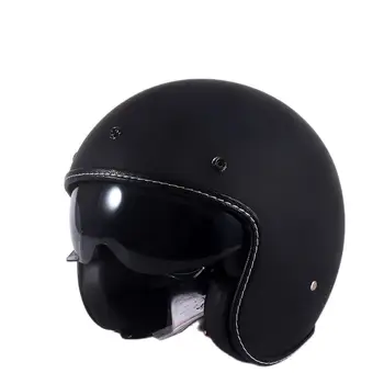 Матовые черные винтажные мотоциклетные шлемы с открытым лицом, одобренные для мотоциклов Vespa, с внутренней точкой объектива 1