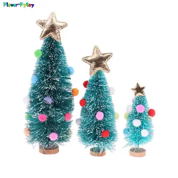 Мини-сосновая Рождественская елка, искусственные настольные украшения, Фестивальные Пластиковые Миниатюрные елки, Новогодние украшения на Рождество