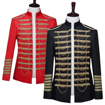 Мужской Дворцовый банкетный костюм в британском стиле, модный пиджак-кардиган со стоячим воротником, пальто для свадьбы, выпускного вечера, вечеринки, сценического представления, Блейзер