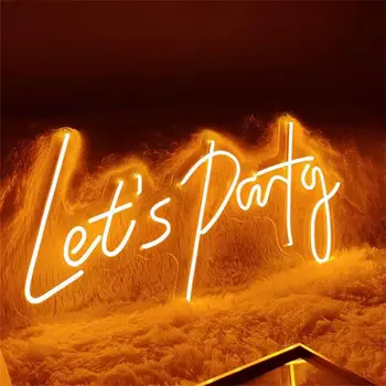 Неоновые вывески Let's Party, комбинированный светильник 210 цветов для вечеринки, дня рождения, свадьбы, бара с пультом дистанционного управления