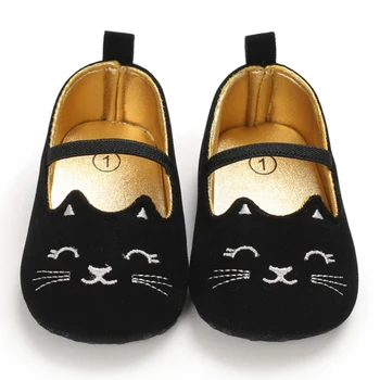 Нескользящая обувь принцессы с милым котом для малышей 0-18 м, повседневные кроссовки для маленьких девочек, первые ходунки на мягкой подошве