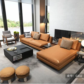 Новое поступление, угловой диван в итальянском стиле, итальянский наполовину кожаный диван для гостиной