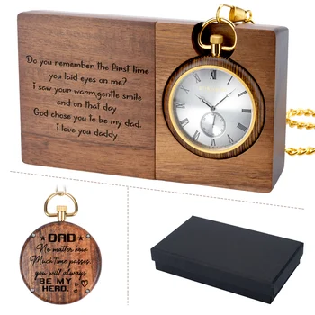 Персонализированные карманные часы с гравировкой для мужчин, папа, сын, пользовательское текстовое название, Изысканные деревянные карманные часы, подарки для женихов
