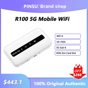 Разблокированный PINSU R100 5G Маршрутизатор NSA + SA Сетка WiFi Портативный Открытый Двухдиапазонный модем Wi-Fi 6 Sim-карт 3600 мАч аккумулятор Карманная Точка Доступа
