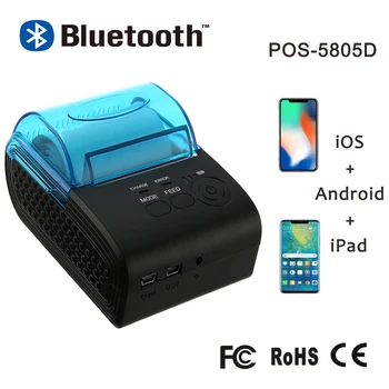 Термопринтер чеков Bluetooth Ticker Printer Портативный мини термопринтер для мобильного телефона Android iOS Windows 58 мм
