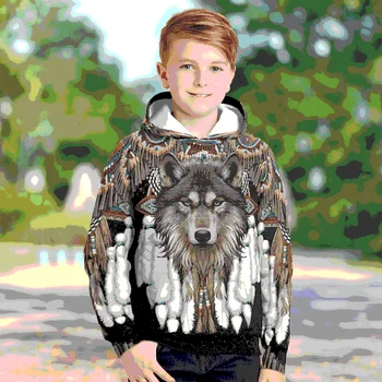 Толстовки с 3D принтом Native Wolf, детский пуловер, Толстовка, спортивный костюм, куртка, футболки, Хэллоуин, Косплей, мальчик