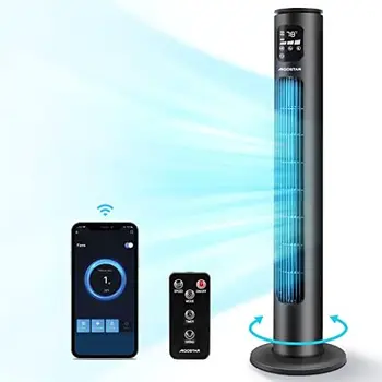 Умный вентилятор Осциллирующий охлаждающий вентилятор с пультом дистанционного управления, работает с Alexa/ Google Бесшумные безлопастные стоячие вентиляторы для дома, спальни, гостиной.